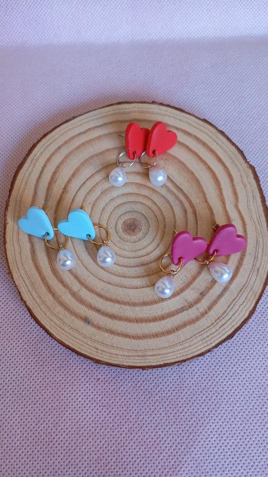 Pendientes corazón perla