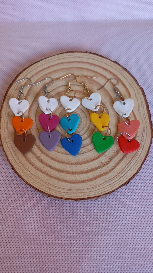 Pendientes trío de corazones